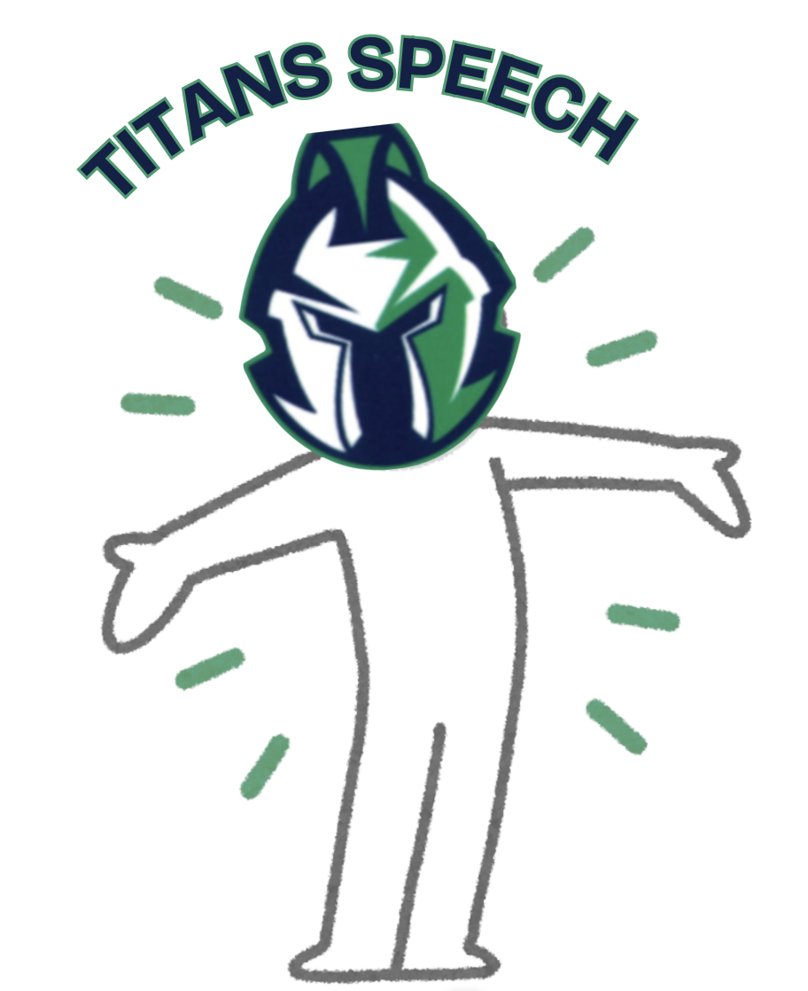 Illustration of a simple stick figure with a Titan's head and a