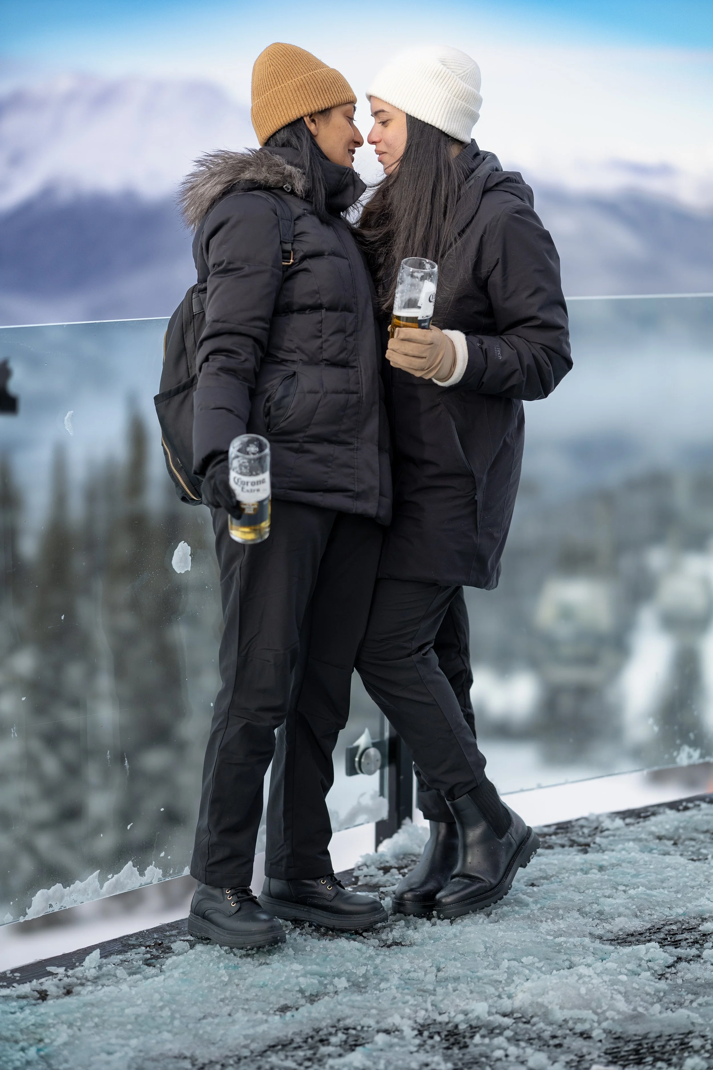 Romantic wedding portrait of two brides in Whistler, British Columbia, captured by Vancouver wedding photographer Joenell Photography.