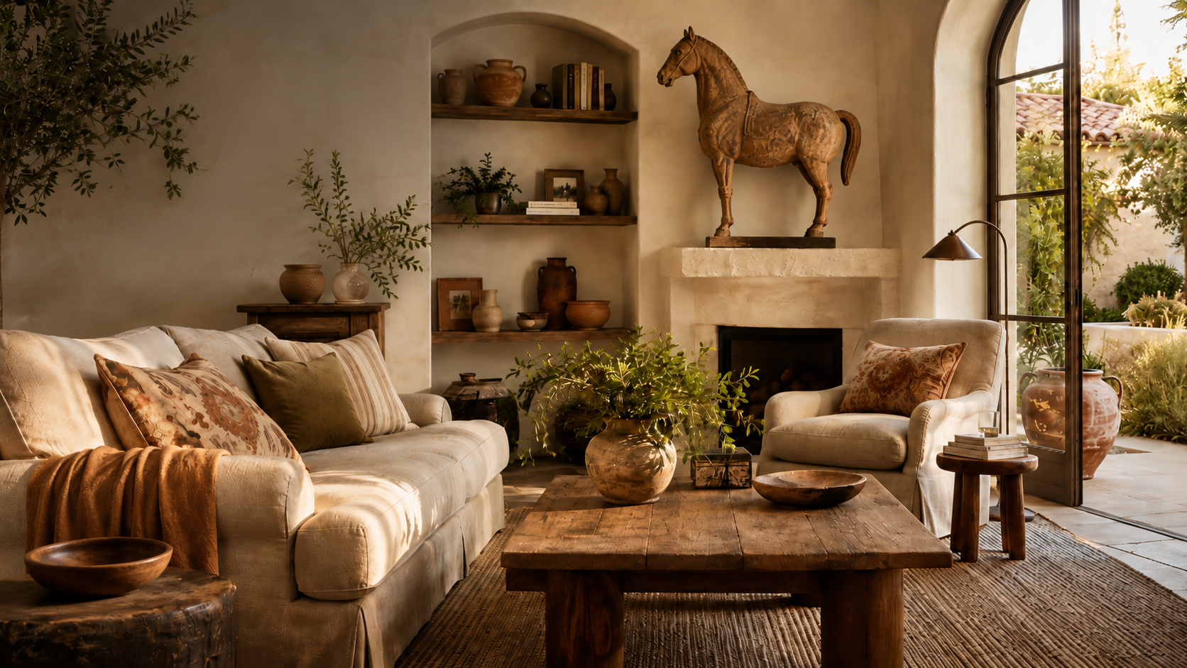 That horse sculpture is the wonderful “unexpected” element, so it’s important to include it in the description.