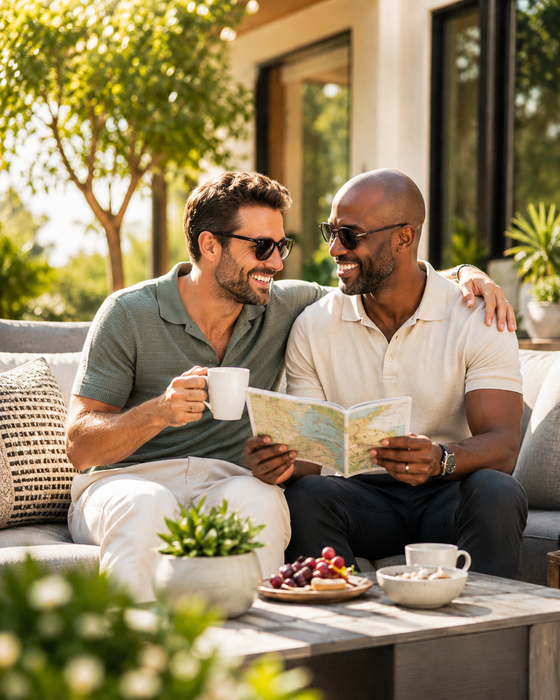 two men relaxing together