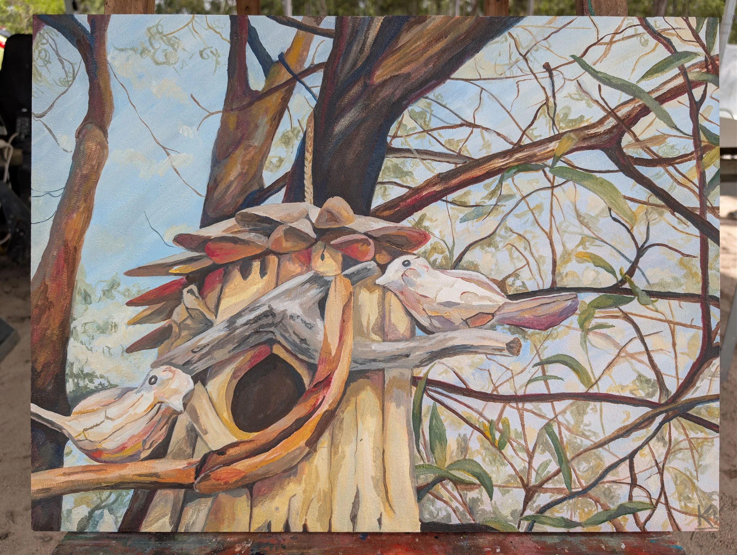 Birdhouse | 60cm x 45cm | Oils on Timber Board Reinforced