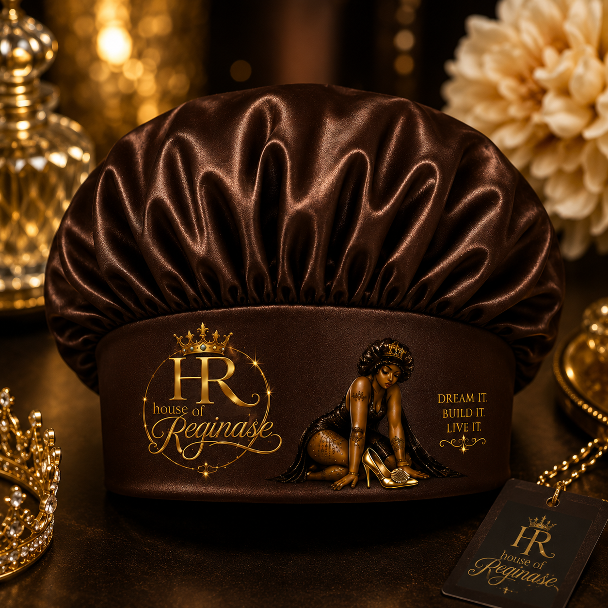 Chocolate Royalty Luxury Satin Bonnet