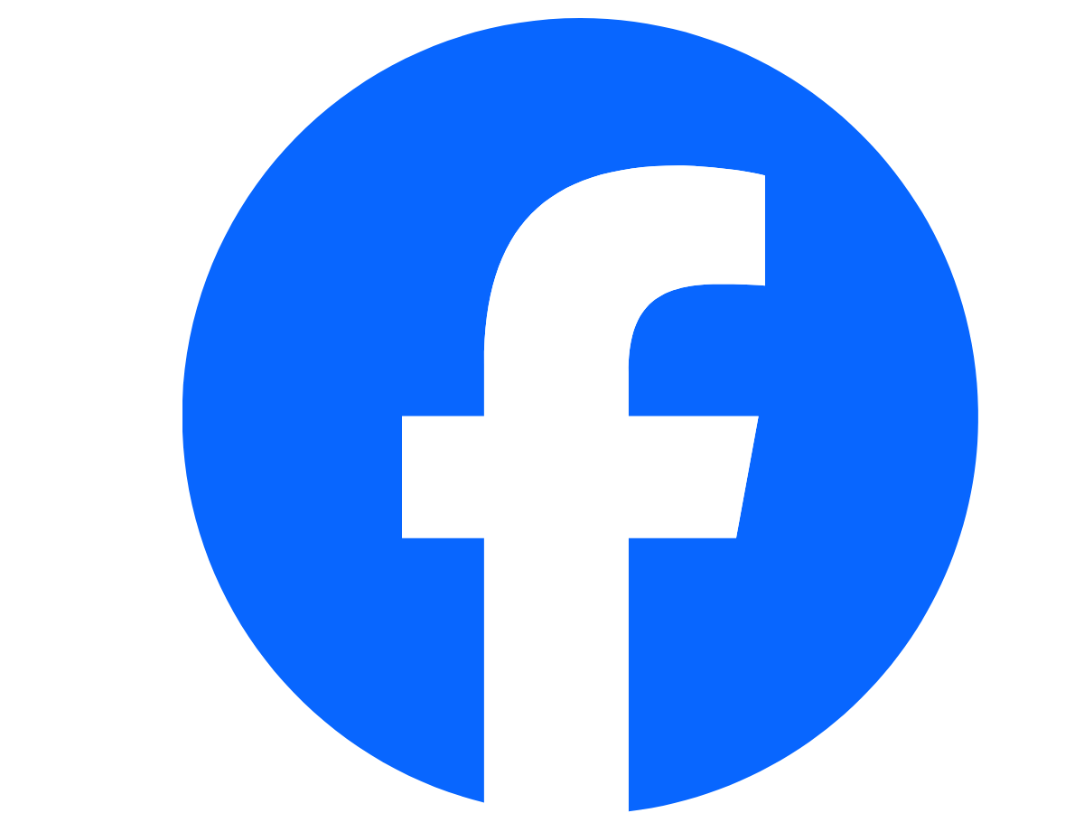Facebook logo in a blue circle with a white 'f'