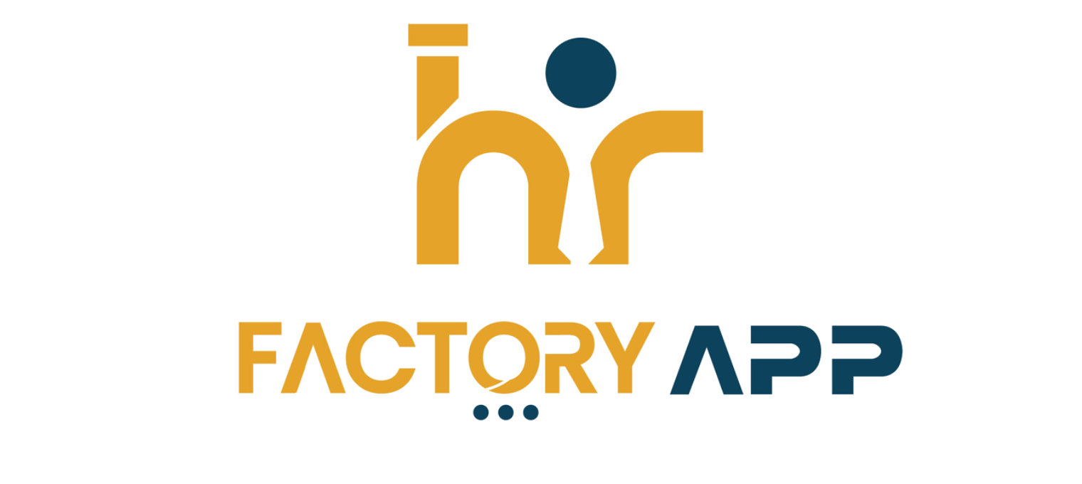 Logo for Factory App with a stylized factory icon above the text "FACTORY APP" in orange and blue colors.
