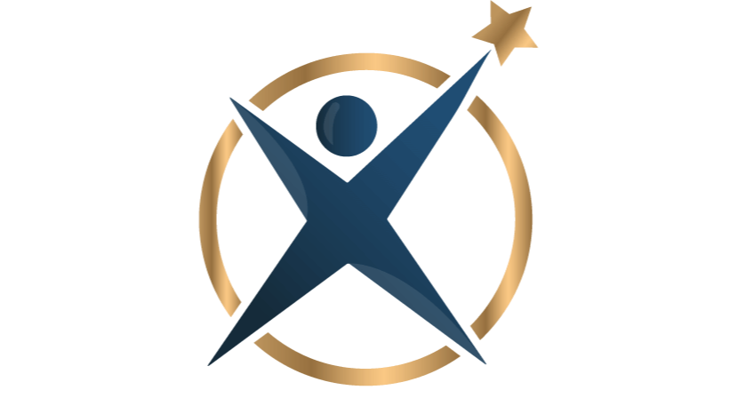 Abstract design with a large blue star overlaying a circular background, featuring stylized elements and vibrant colors.