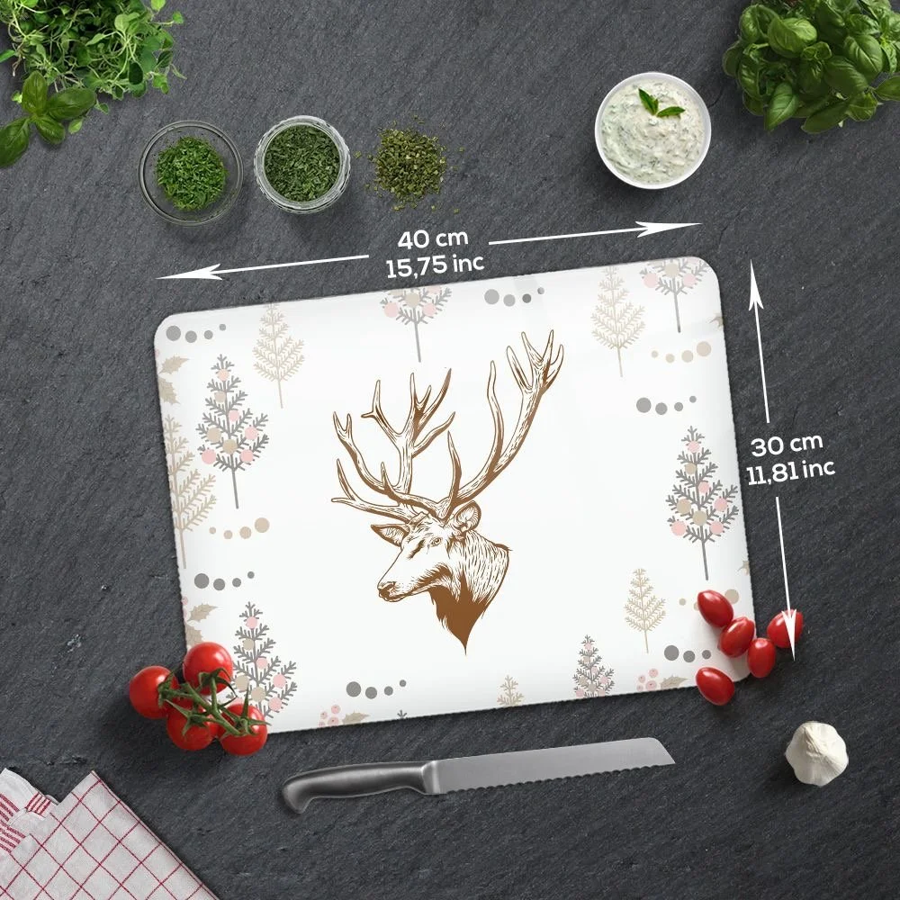 Glass Cutting Board - Cervus Deer
