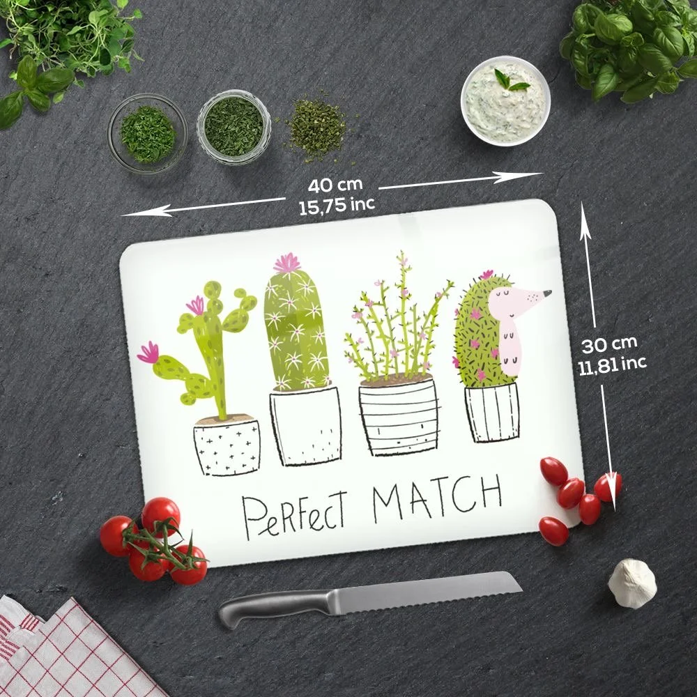 Tempered Glass Cutting Board - Perfect Match - White