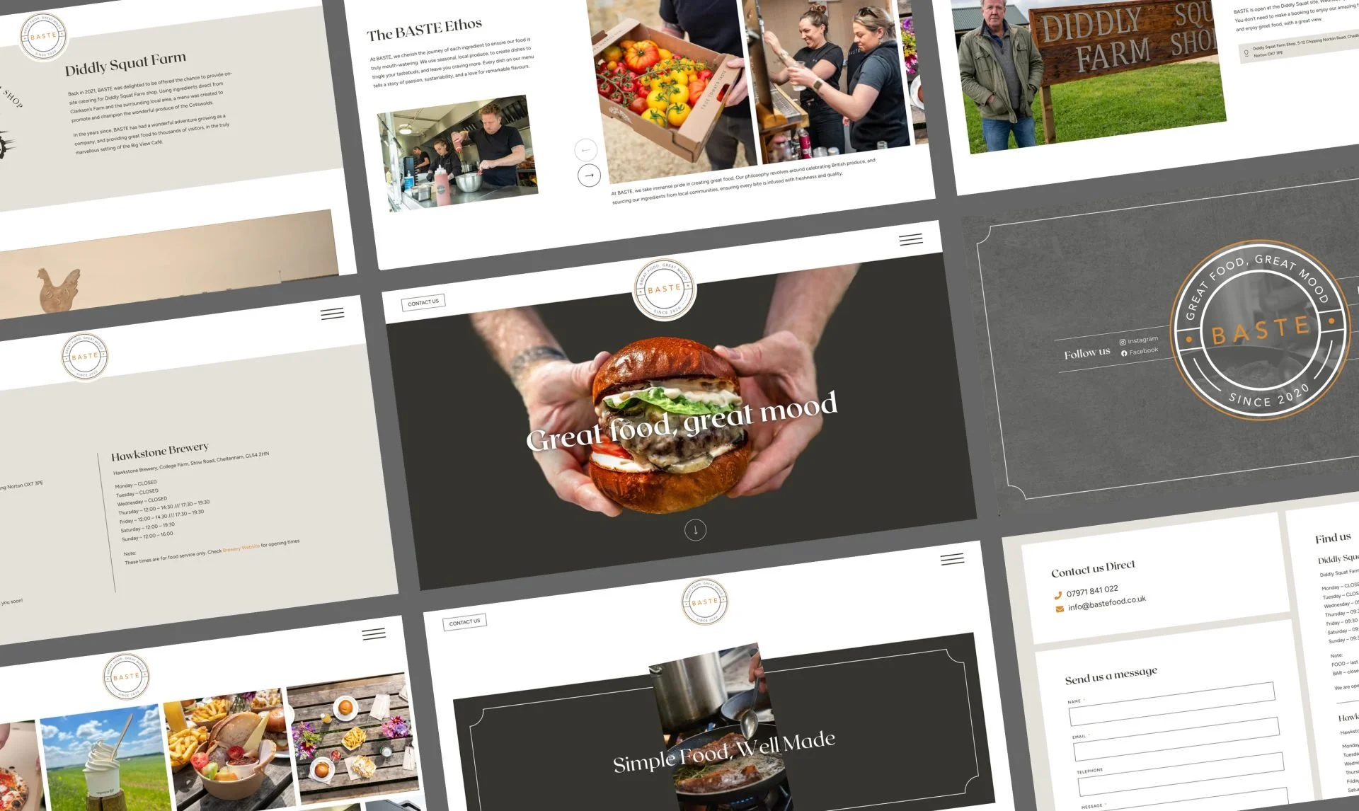 BASTE website design pages created by Toy Creative