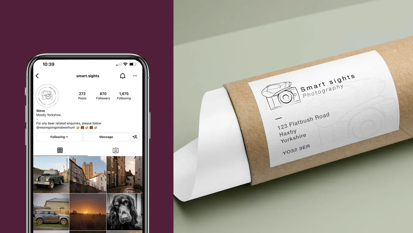 Instagram-account-and-poster-tube-prints-designed-as-part-of-photographers-branding.webp