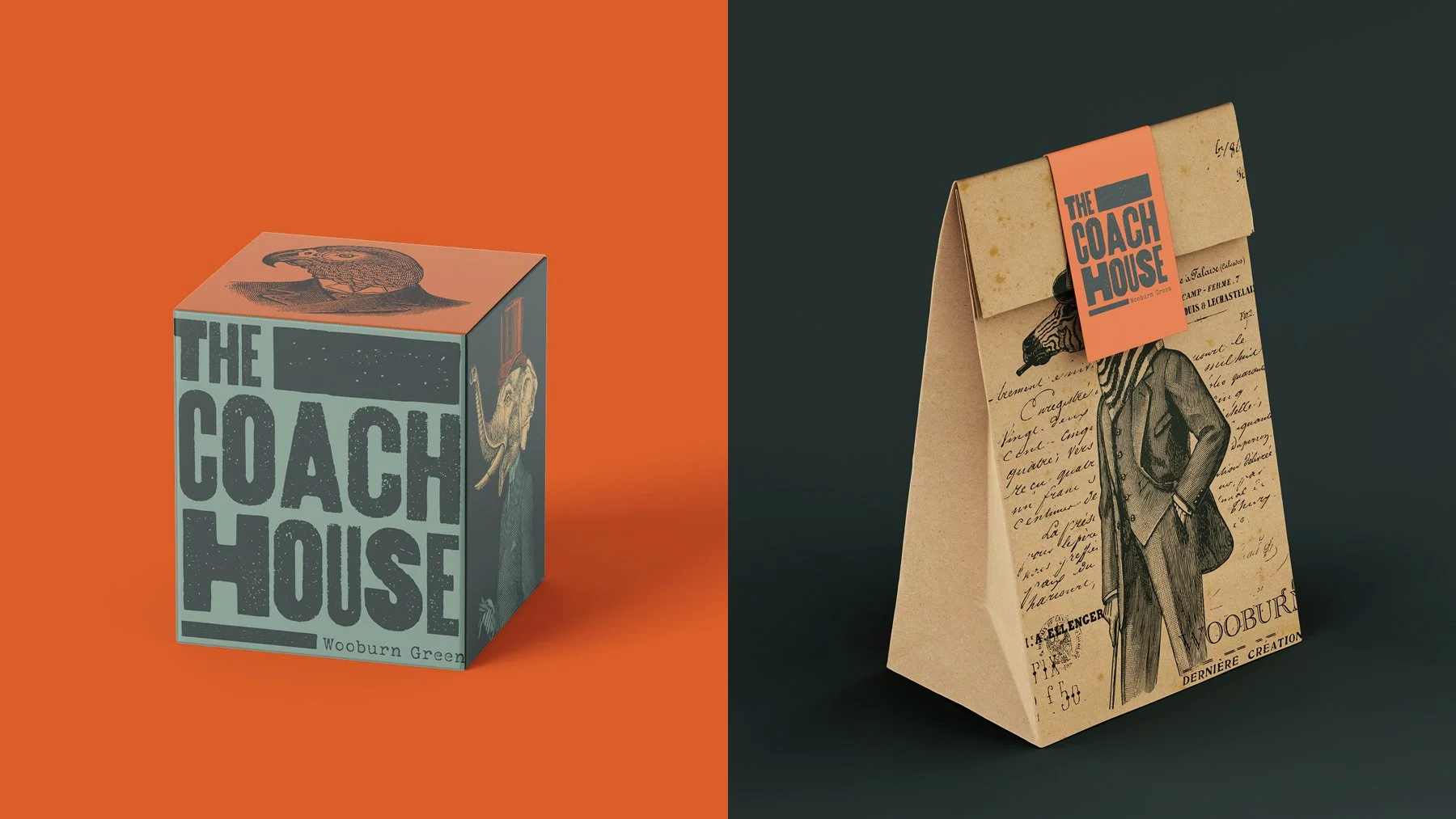 Box packaging design and food-safe branding created for a pub brand