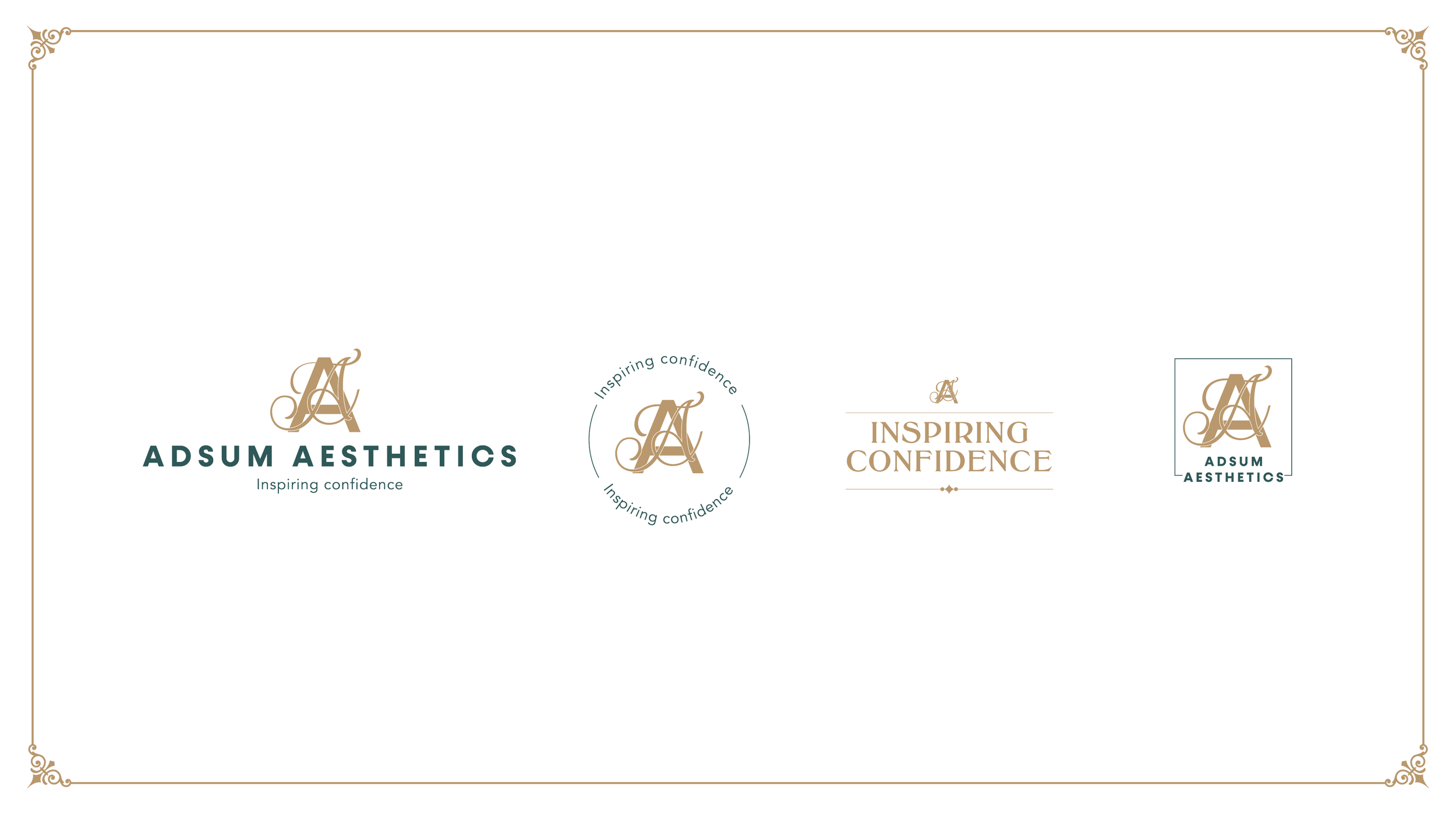 Adsum Aesthetics logo and emblem design variations