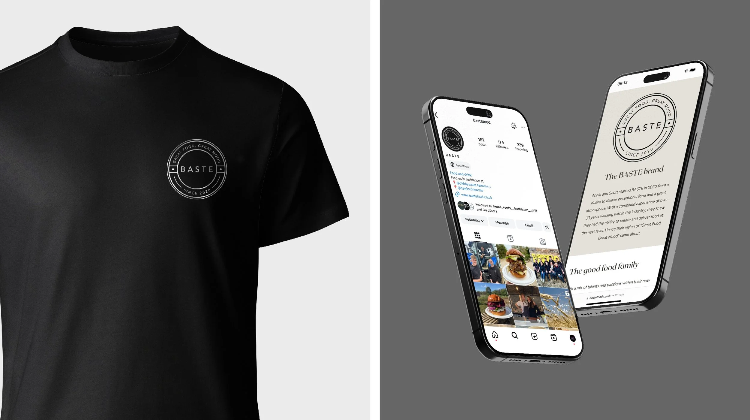 BASTE t-shirt uniform and mobile website created by Toy Creative