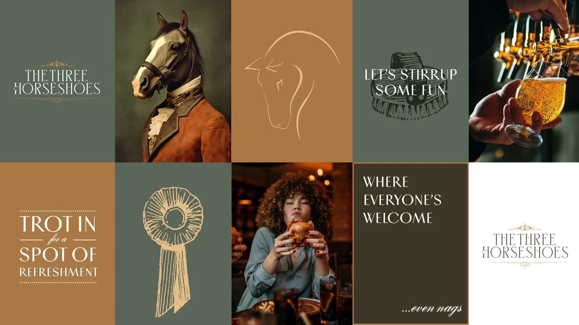 Branding-elements-and-design-for-Three-Horseshoes-pub-new-visual-identity-scaled.jpg