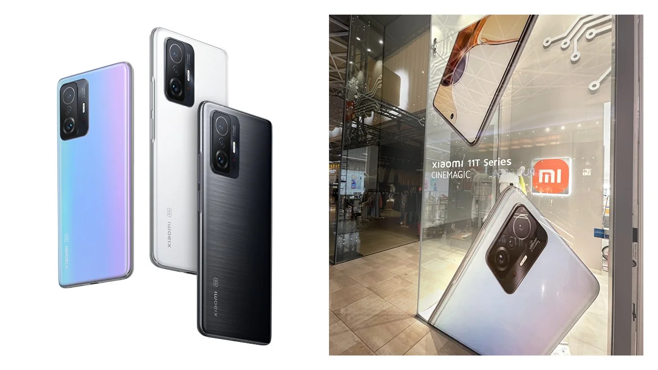 Xiaomi 11T large window graphic and phone renders