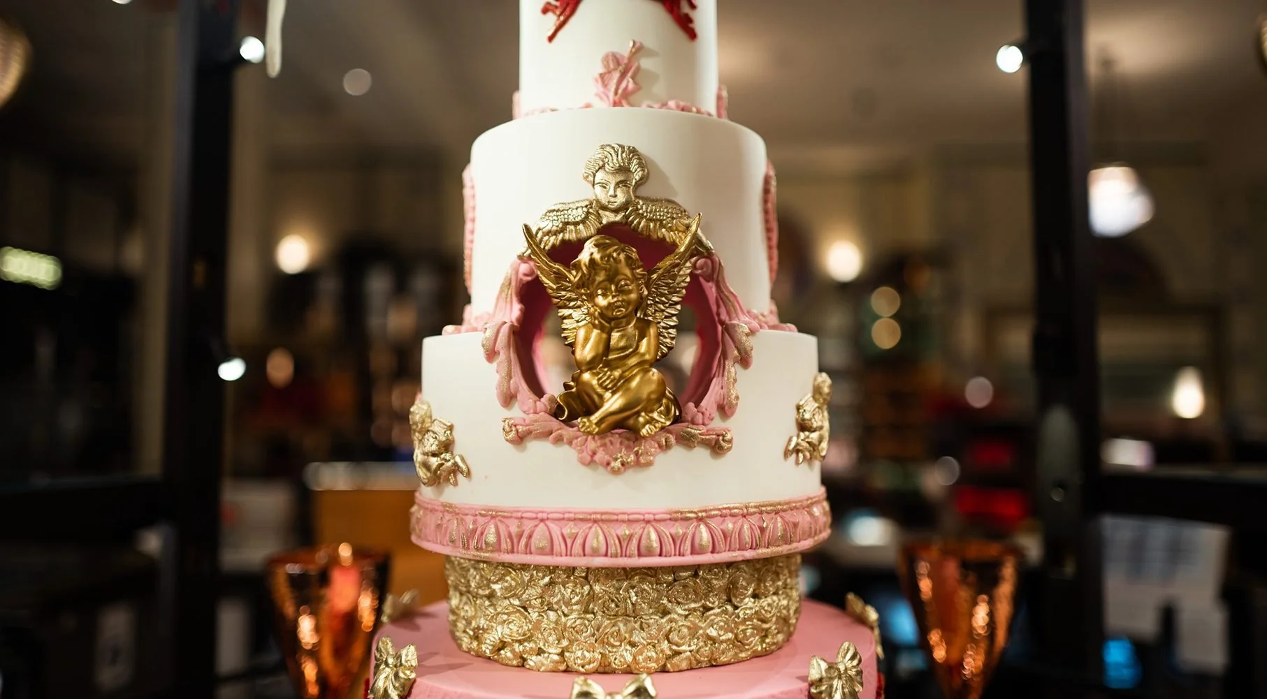 Close-up of Valentine's cake display at Harrods photographed by Toy Creative