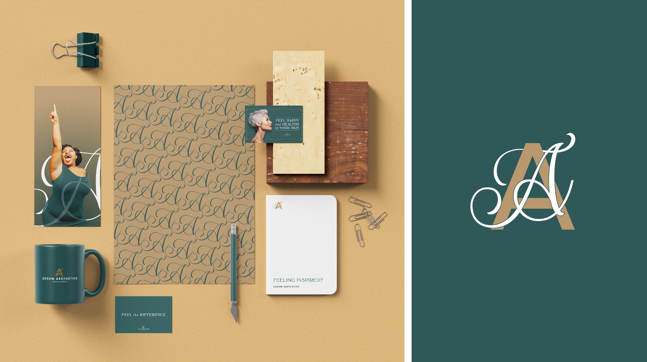 Adsum Aesthetics branding package and merchandising design