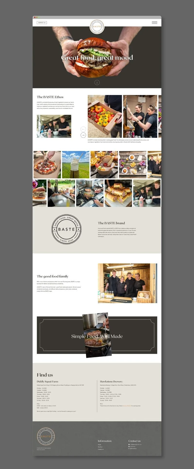 BASTE home page website design created by Toy Creative
