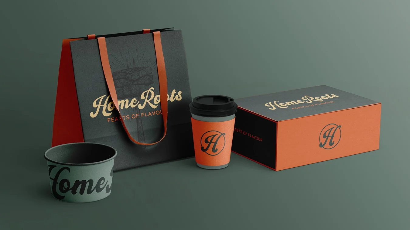 A selection of branded food items to promote the new Home Roots rebrand