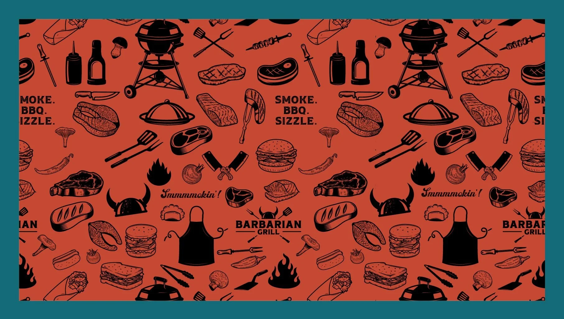 Illustration style and designs created as part of the brand identity for Barbarian Grill