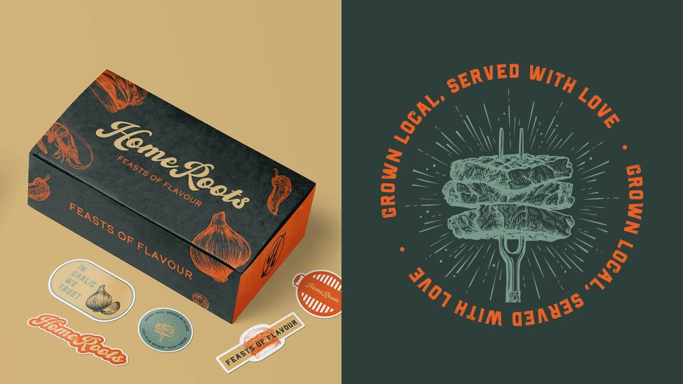 Food packaging and brand illustration created for the rebrand