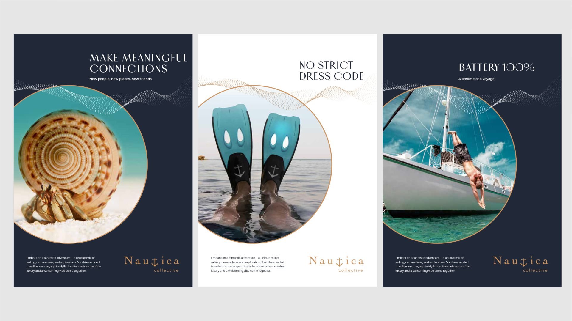 The Nautica Collective brand identity rollout across touchpoints