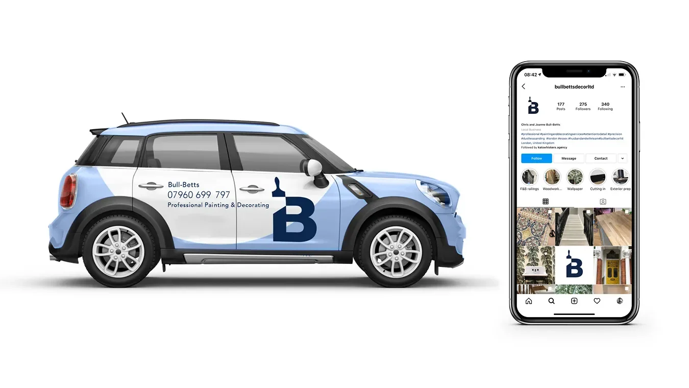 Car-Sigange-and-social-media-designed-as-part-of-a-decorators-rebrand.webp