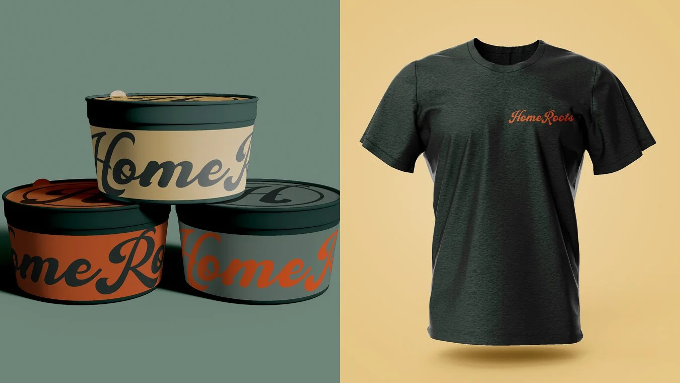 Food packaging design and branded t-shirts for the food rebrand