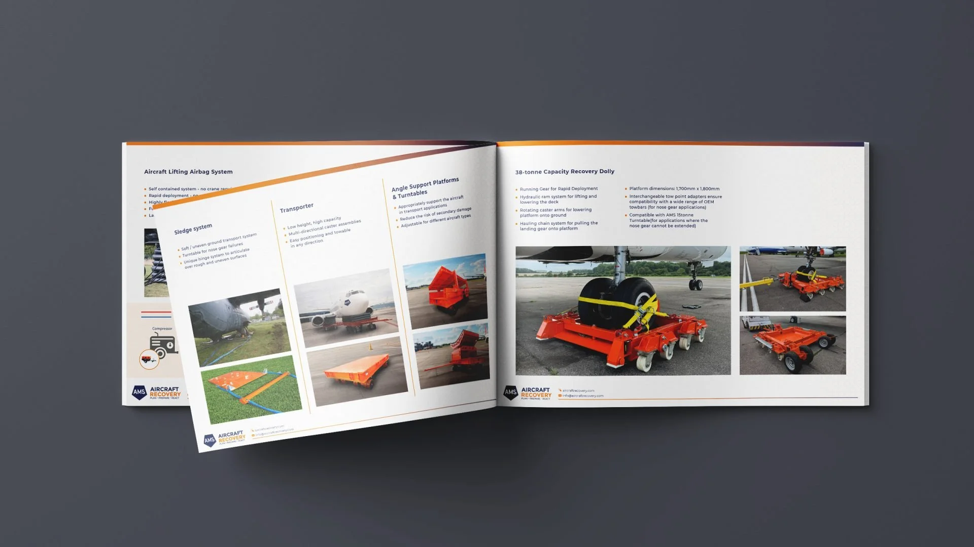 AMS Aircraft Recovery brochure internal page designs