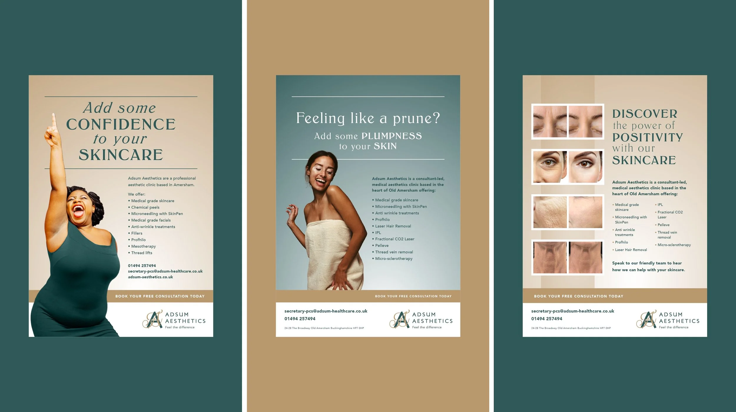 Adsum Aesthetics press advert designs by Toy Creative