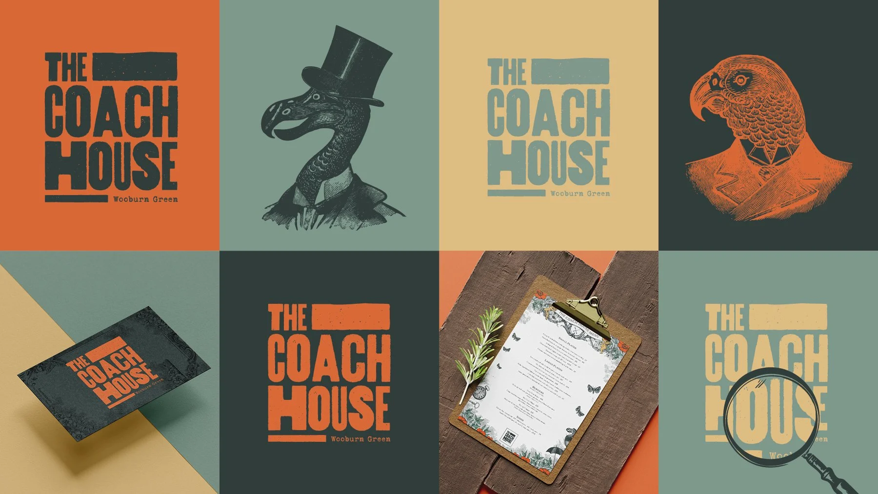Various logos and brand illustrations created for The Coach House