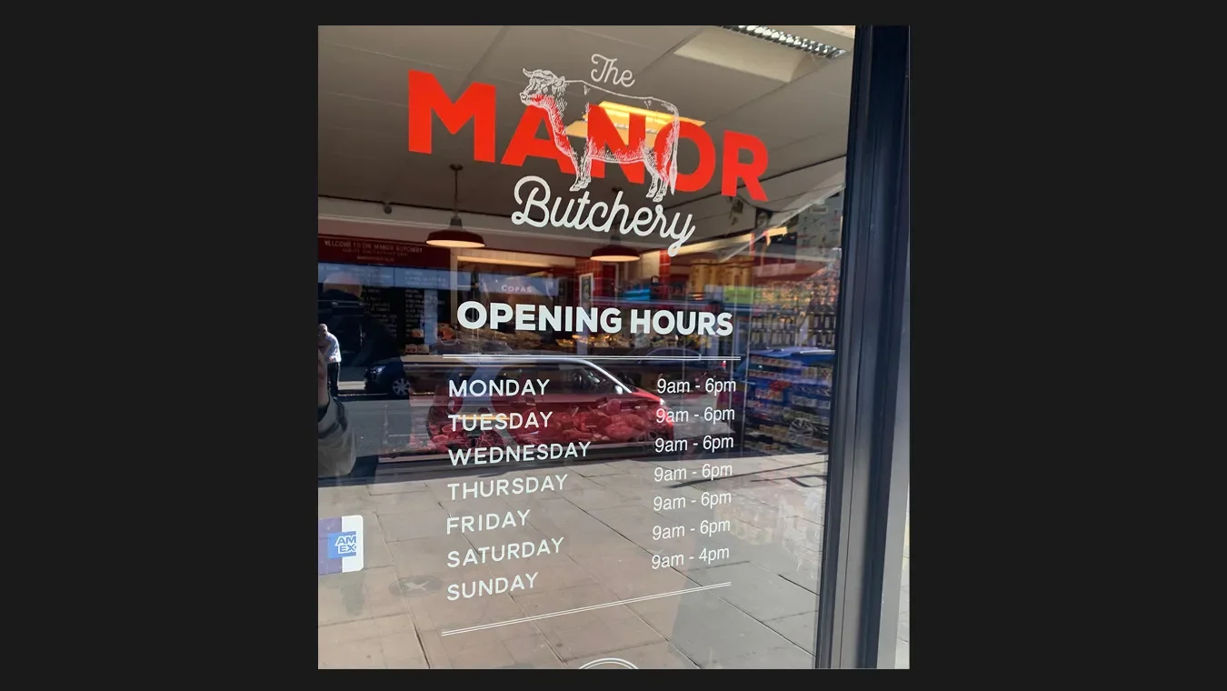 Opening-hour-signage-for-ruislip-based-butchers-branding.webp