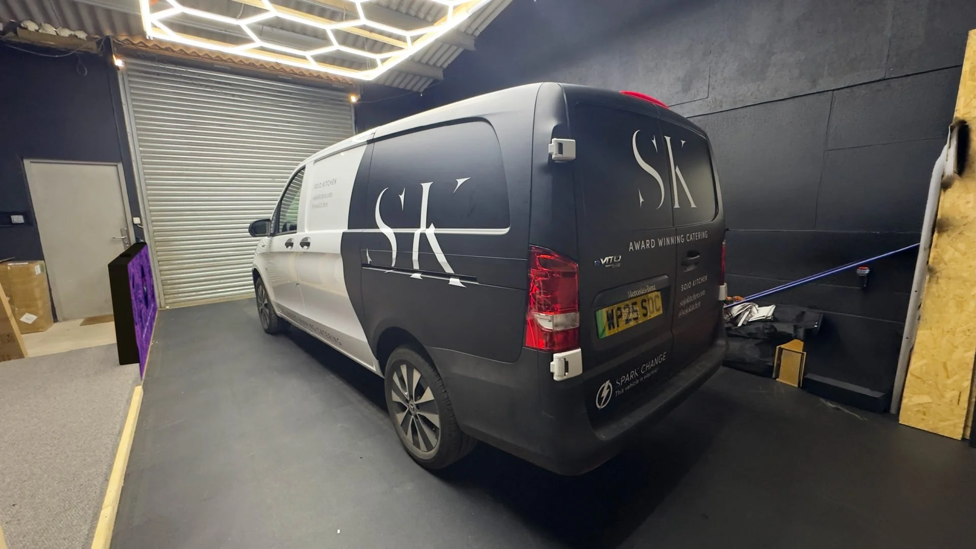 Close-up detail of the SOJO Kitchen vehicle wrap finish