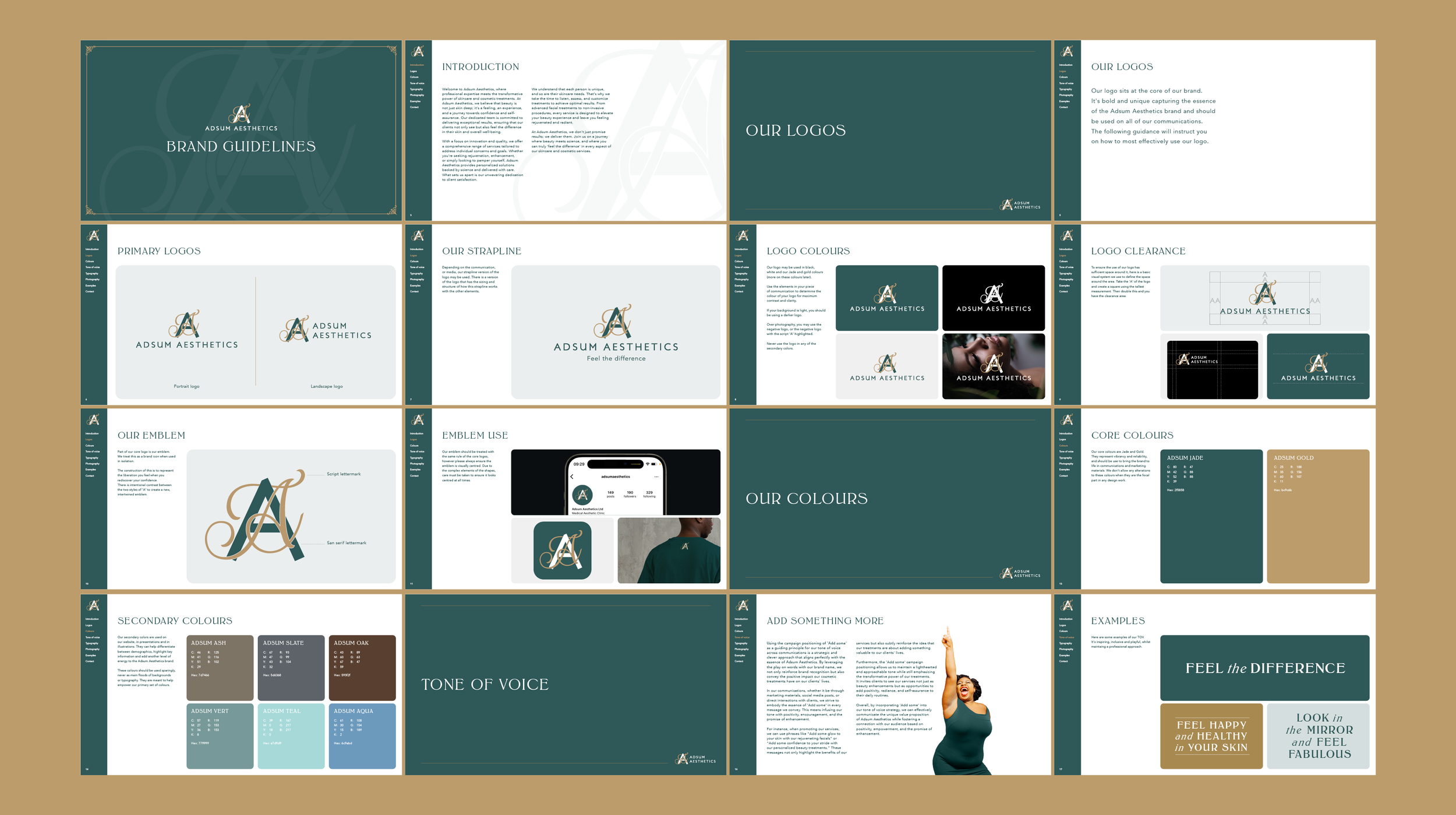 Brand guidelines created for the new Adsum Aesthetics brand launch