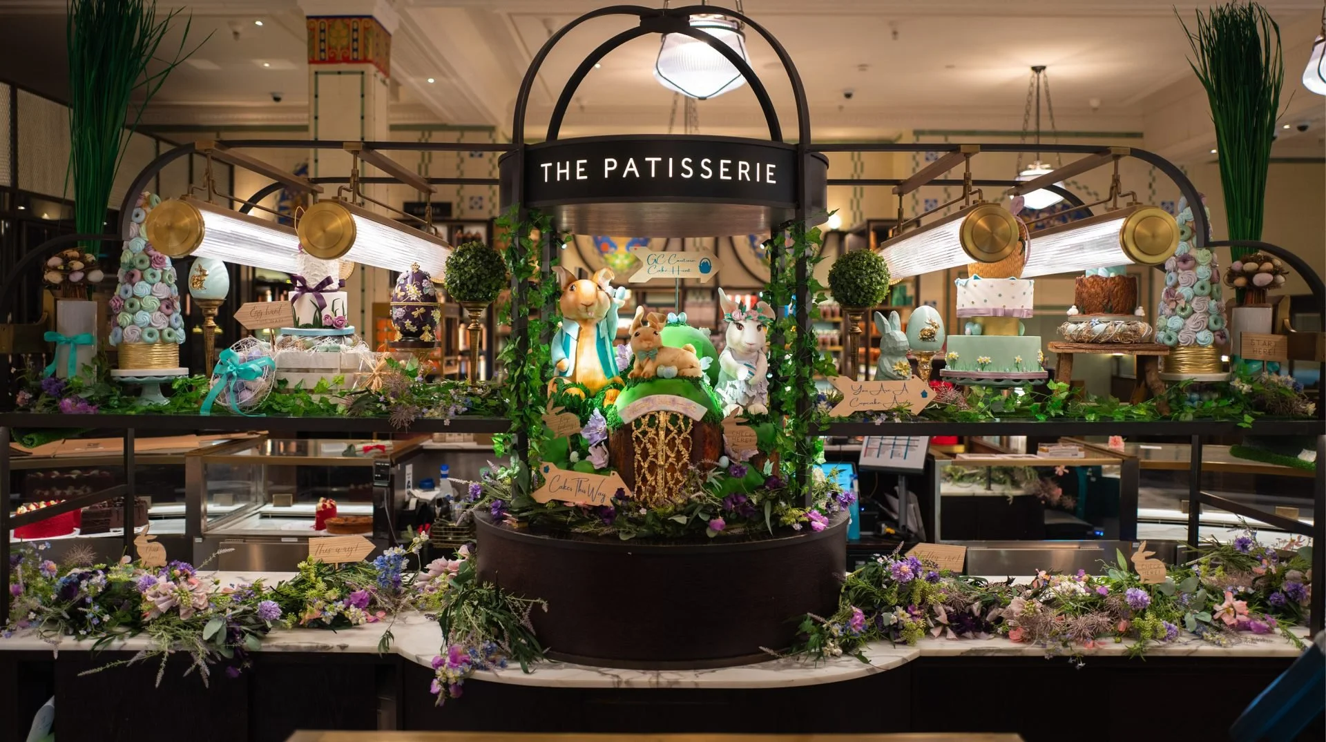 Exclusive luxury Easter cake collection display in Harrods, Knightsbridge