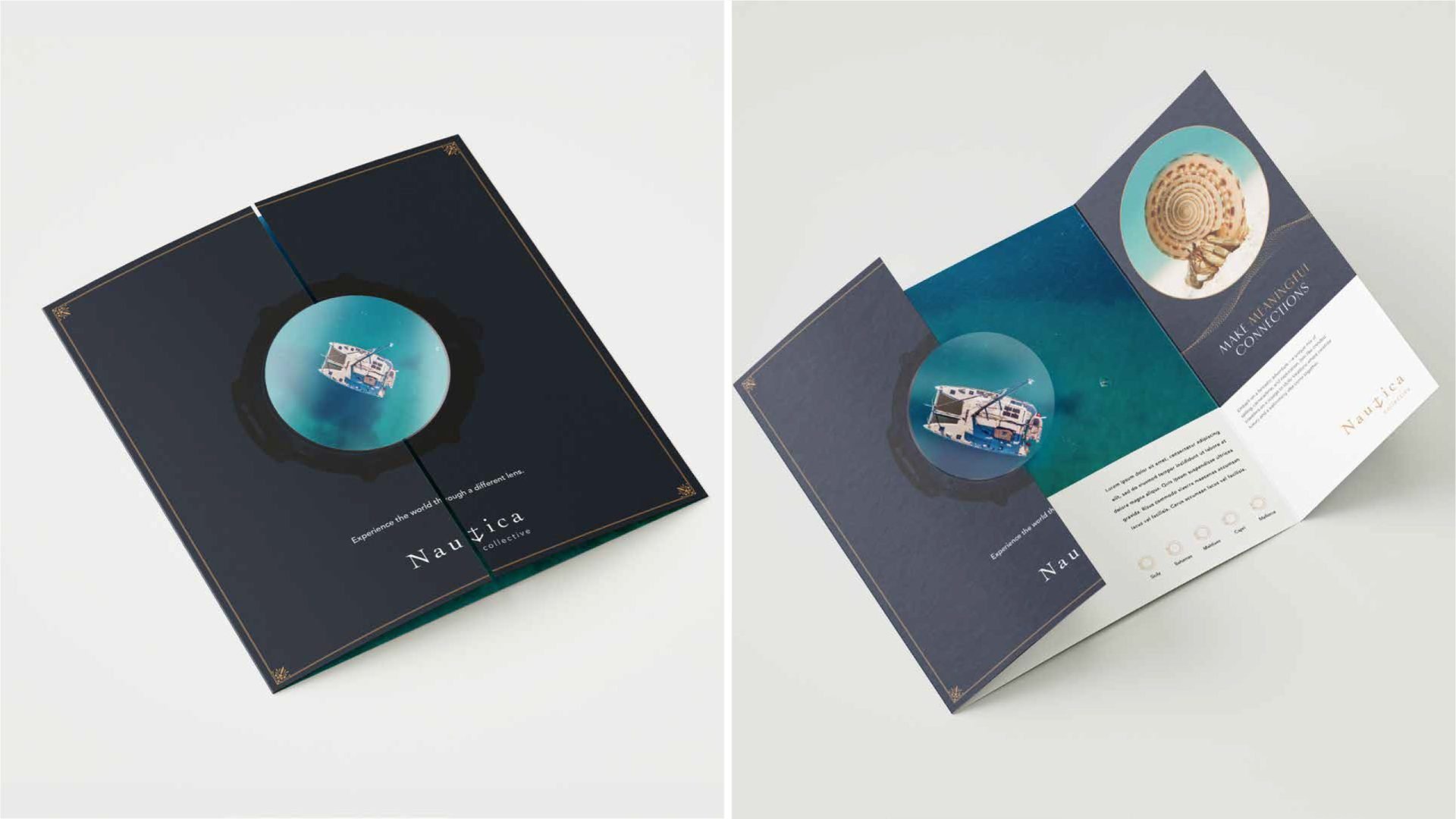 Nautica Collective brand identity applied across print collateral