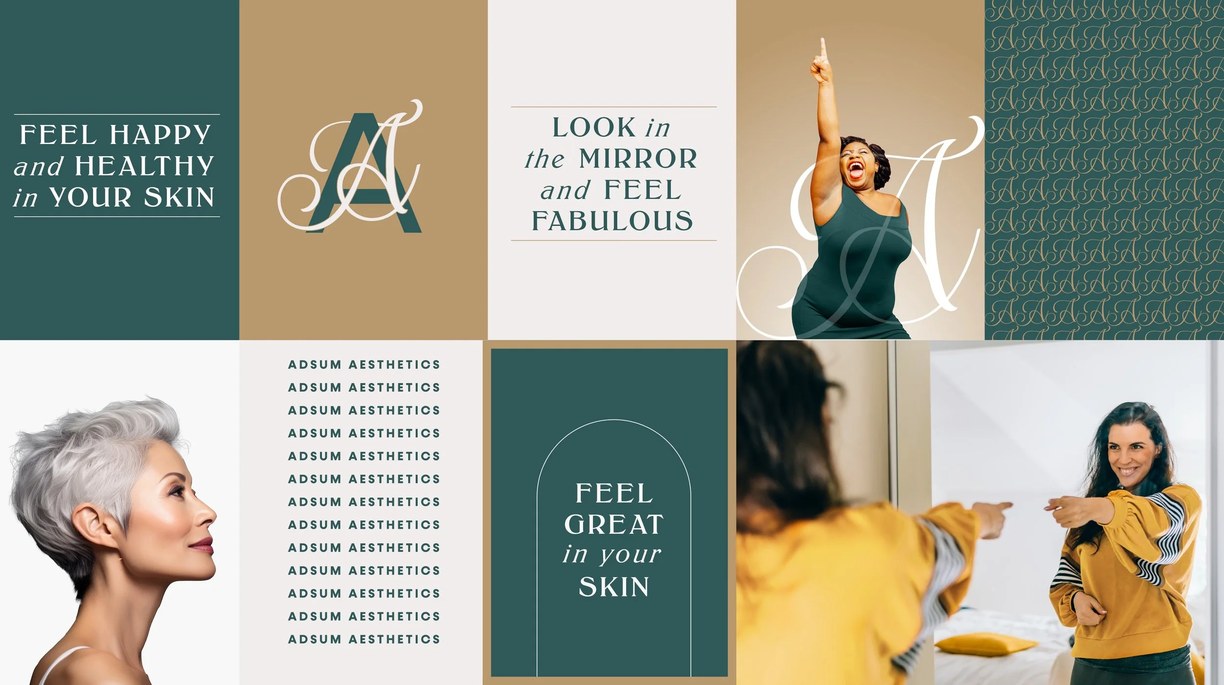 Adsum Aesthetics visual identity system layouts