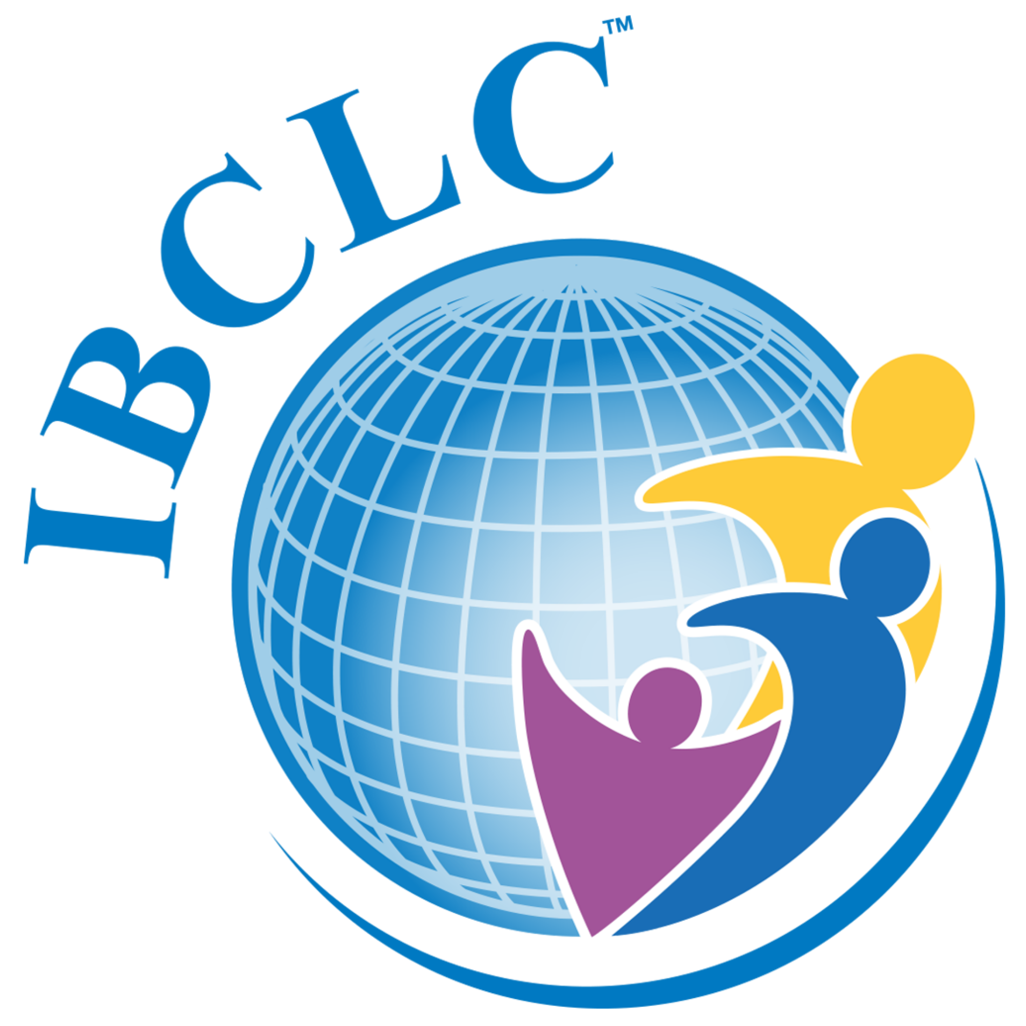 A colorful logo featuring a stylized globe with grid lines and the acronym 'IBCLC' in large, blue letters, representing that Beth Dewing RN is an International Board Certified Lactation Consultant.