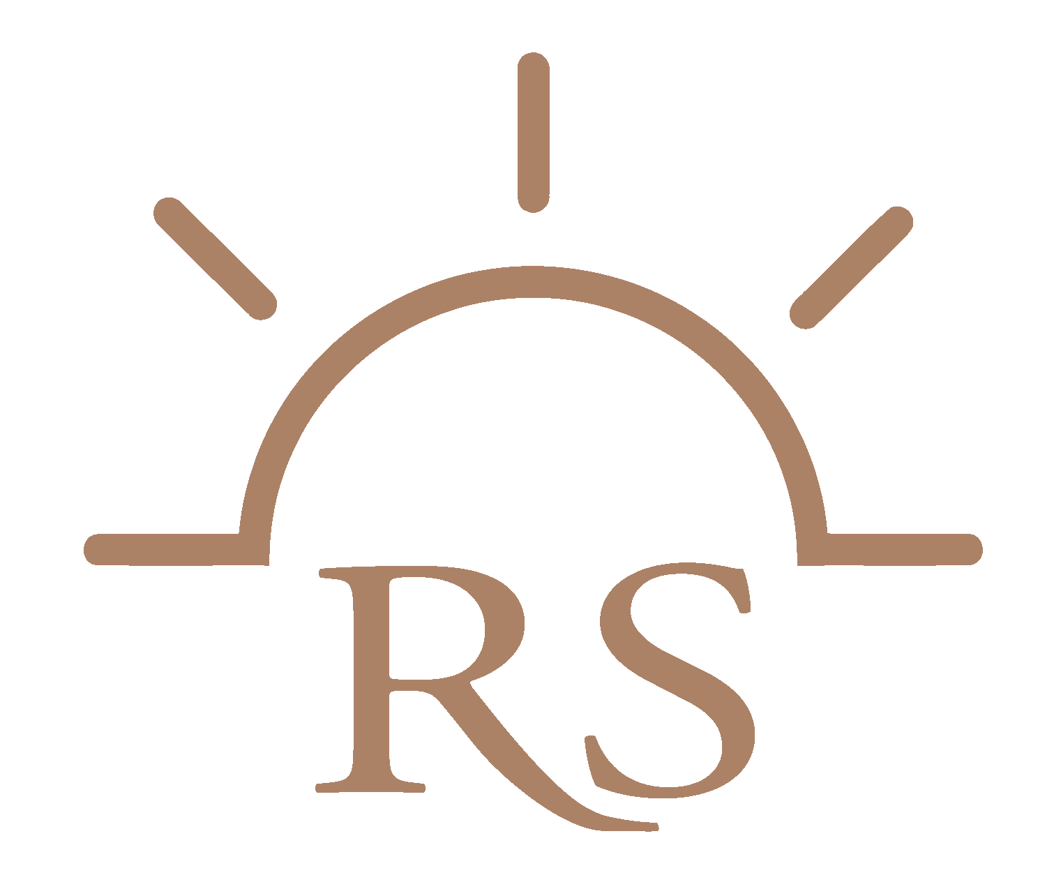 A logo with a sunrise or sunset icon, the letters RS below it, in brown color.