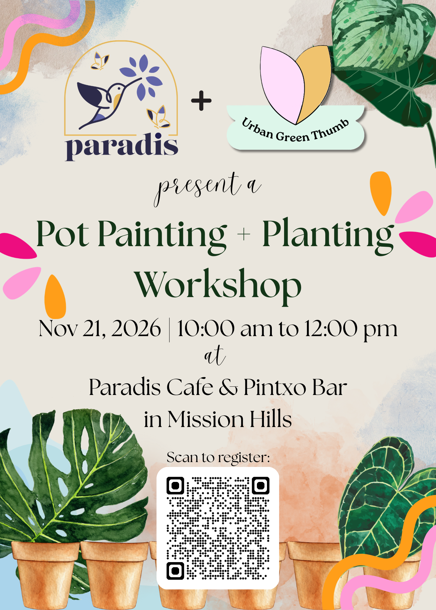 Pot Decorating & Planting Workshop - Nov 21 at Paradis