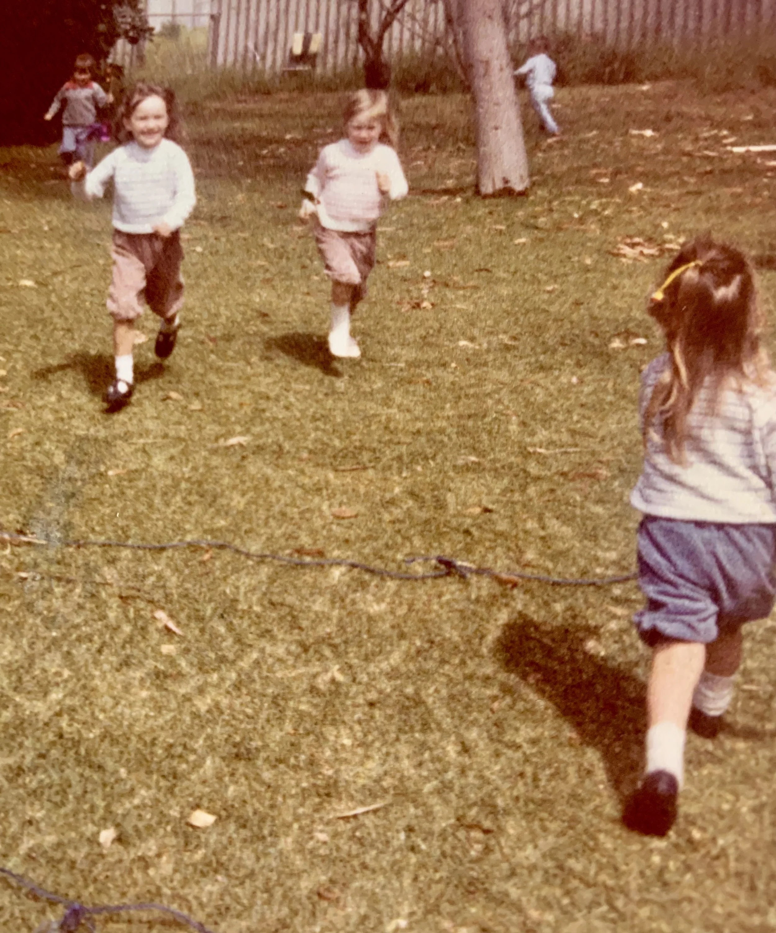 Running in the back gardens at Britannia Avenue after the Royal Show