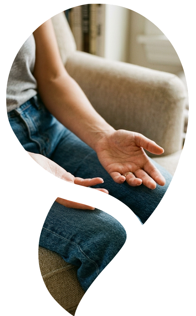 Open palms on a counselling couch