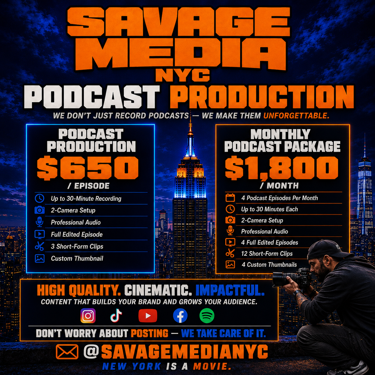 Podcast Production — $50 Booking Deposit