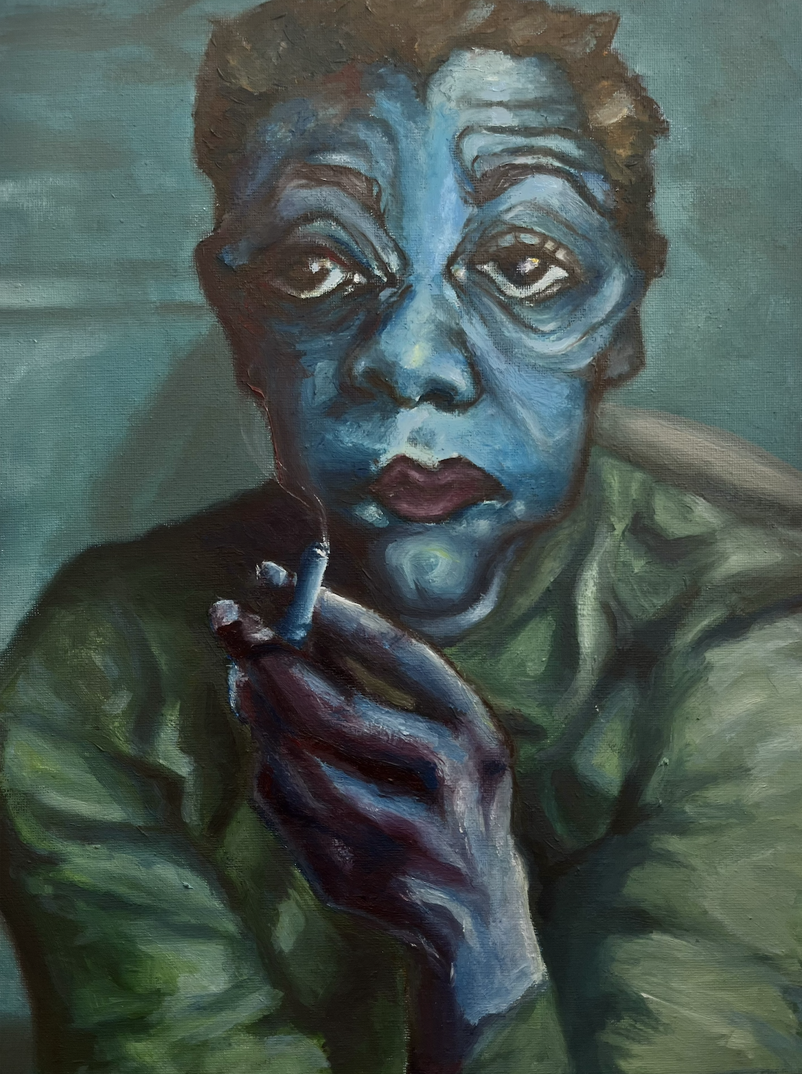 Jimmy's Blues - Oil Painting of James Baldwin
