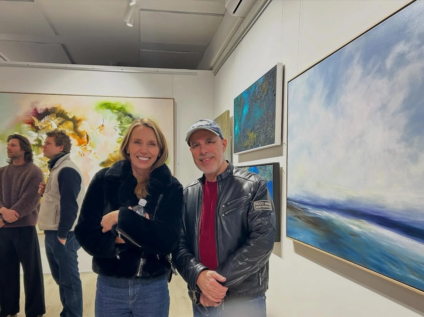 French connections at the opening of Mahoney&rsquo;s Galleries last Friday where our works are displayed. I was once Catherine&rsquo;s makeup artist for an event (many years ago before I turned to painting).