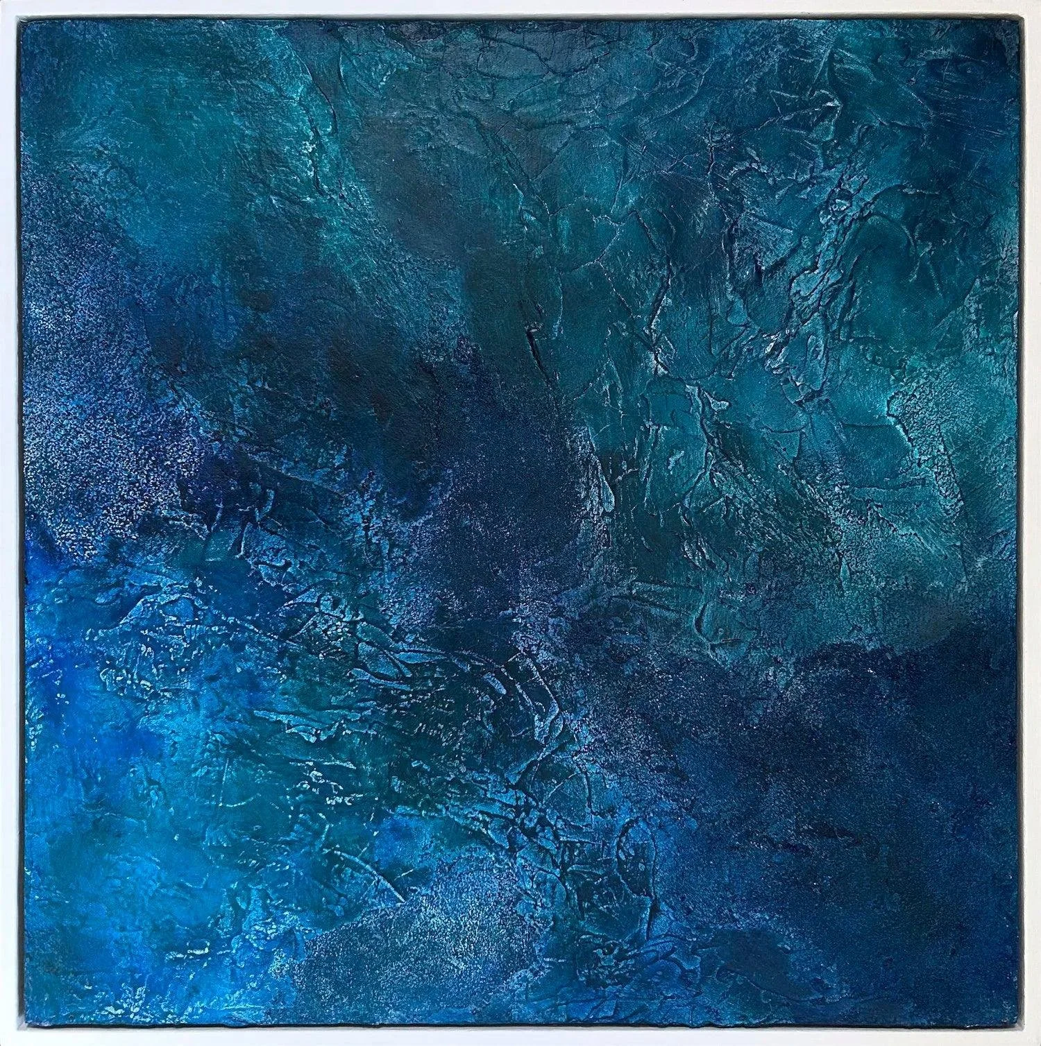 Deep Sea. Frame size 64 x 64 cm. White floating frame
