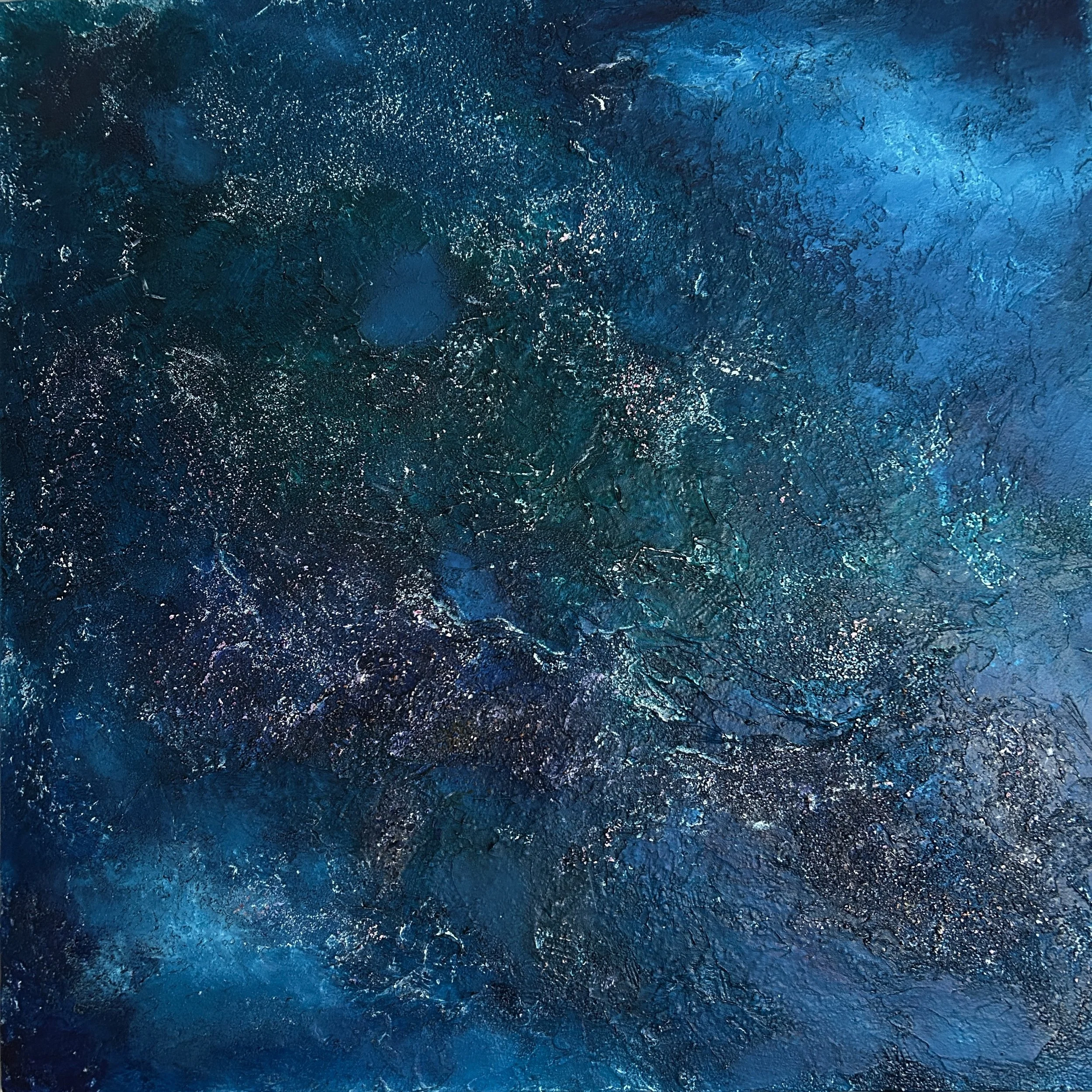 Changing Tides. Framed size 84 x 84 cm. White floating frame