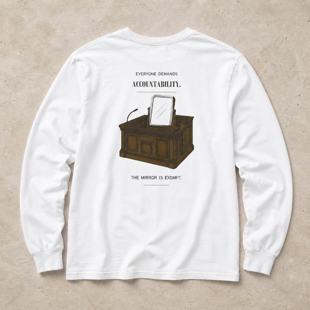Everyone Demands Accountability. The Mirror Is Exempt. | Accountability Satire | Men's Garment-Dyed Long-Sleeve T-Shirt