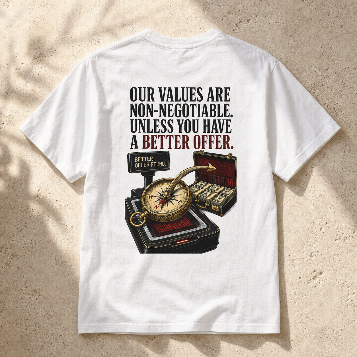 Our Values Are Non-Negotiable—Unless You Have a Better Offer | Values Satire | Men's Garment-Dyed T-Shirt