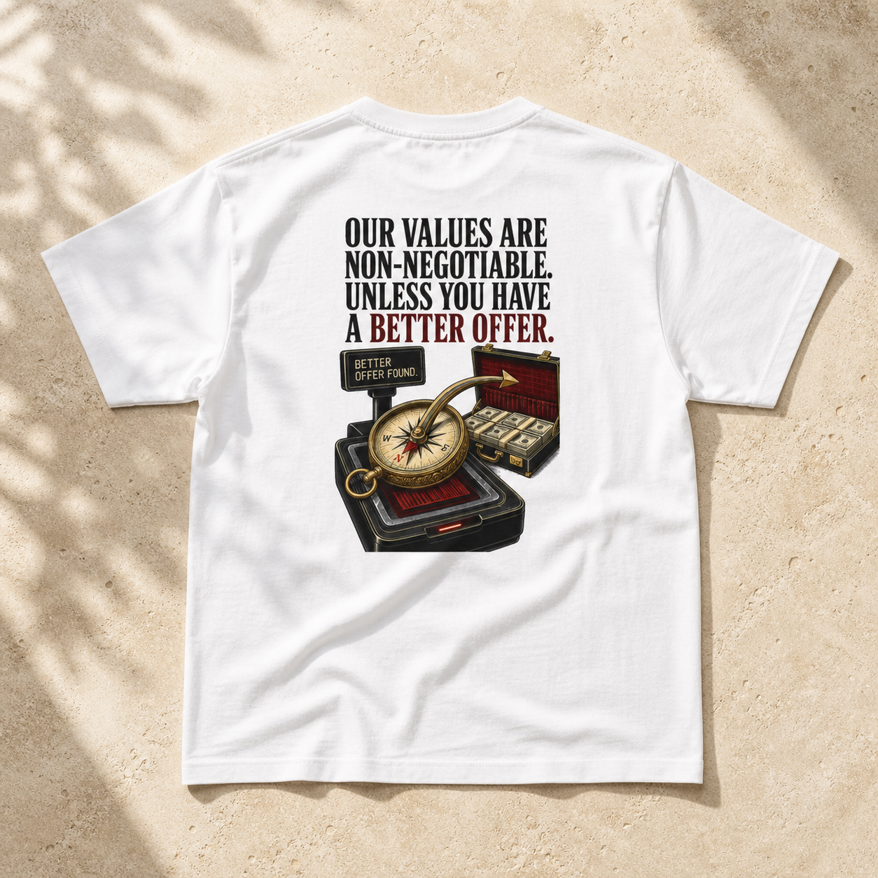 Our Values Are Non-Negotiable—Unless You Have a Better Offer | Values Satire | Men's Heavy Cotton T-Shirt