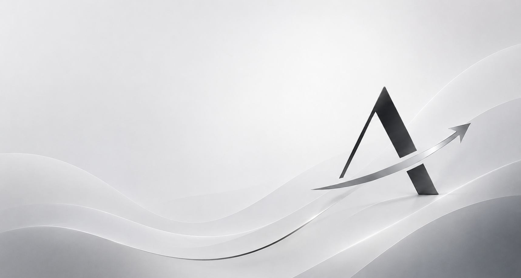 A minimalist, abstract representation of a rising graph with black shapes and a gray arrow on a light background.